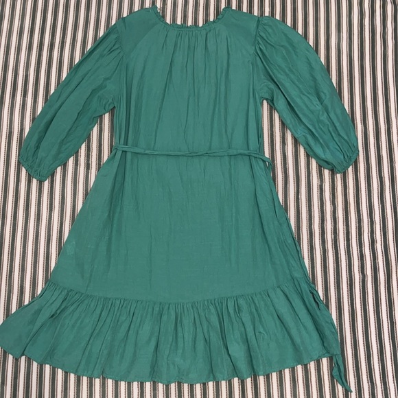 Knox Rose Women’s Teal 3/4 Puffy Sleeve Vneck ruffle dress with tie belt XS - Picture 11 of 11